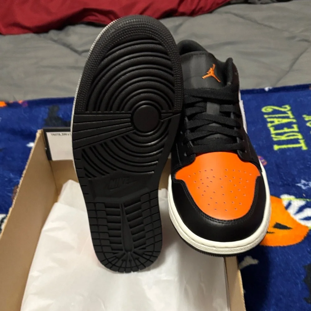 Jordan Men's Black and Orange Low-Top Sneakers